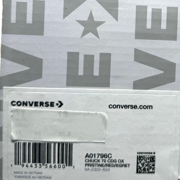 Converse Chuck 70 CDG Low Top Shoe Skate Women Sneakers Canvas Beige Red A01796C - Picture 9 of 10